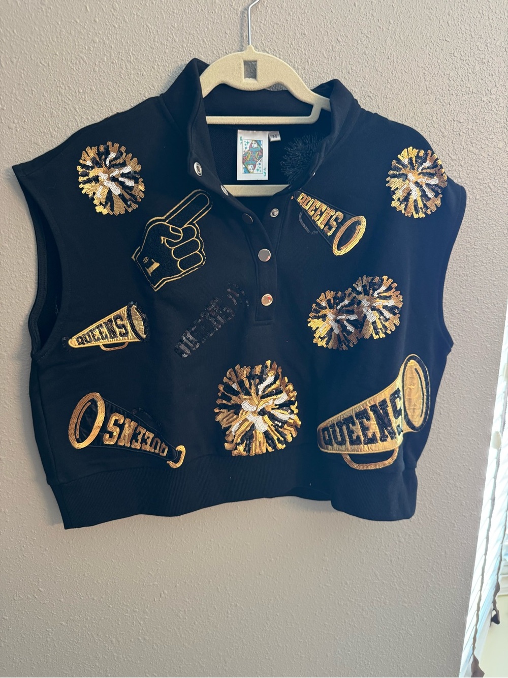 Black & Gold Queen of Sparkles Vest
